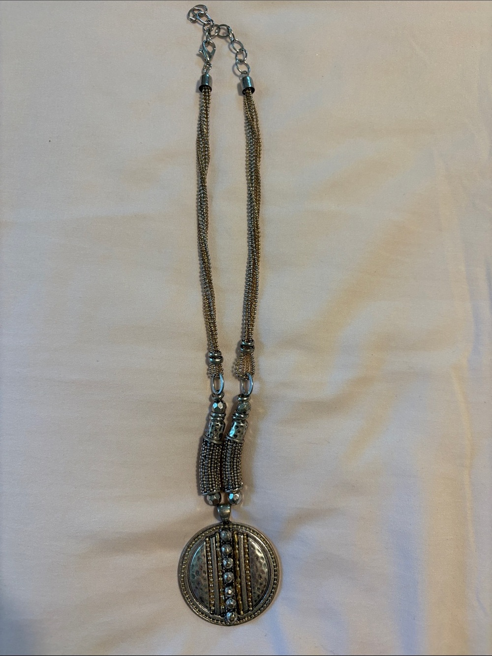 belk Silver-Tone Beaded Medallion Pendant Necklace